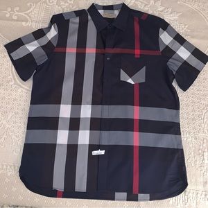 Short Sleeve Check Pattern Button Down Shirt
